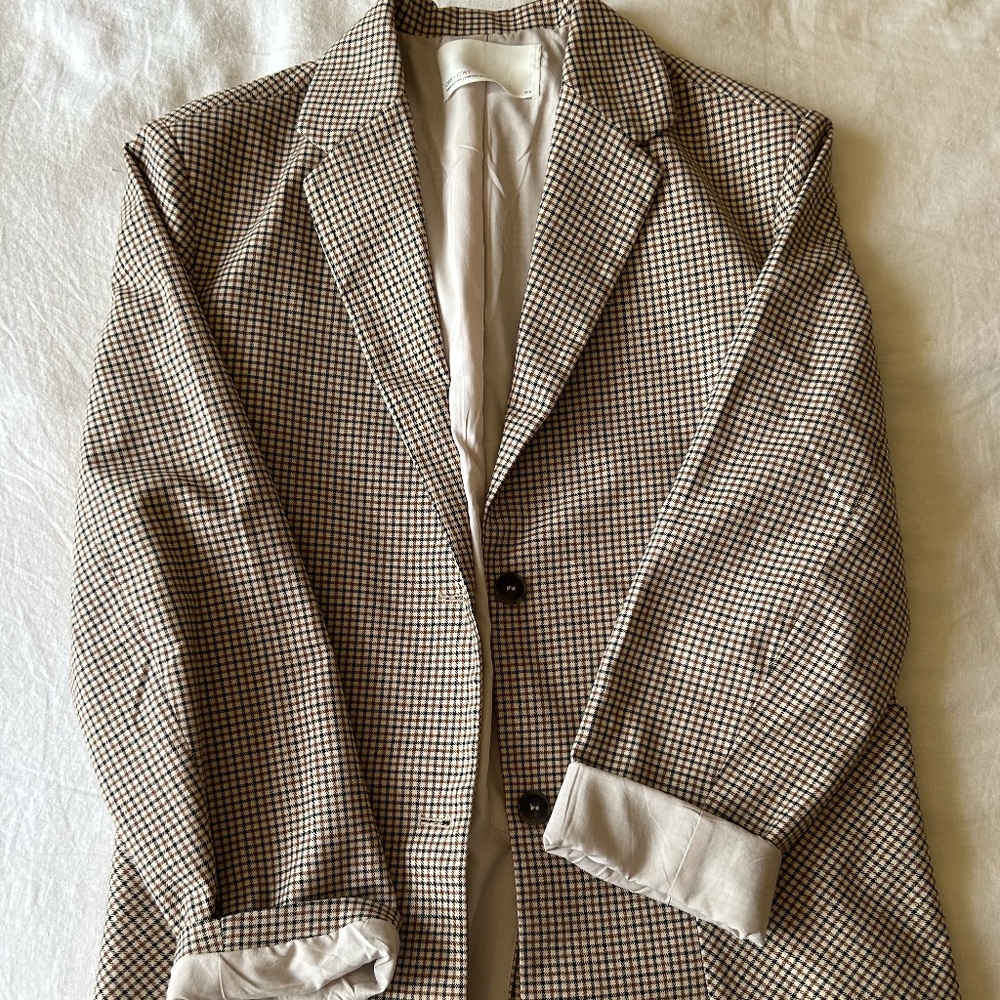 Oak + Fort Oversized Plaid Blazer